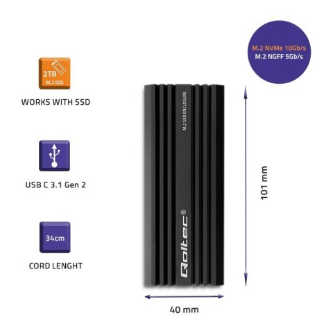 Qoltec Obudowa | kieszeń NV2270 na dysk M.2 SSD | SATA | NVMe | USB-C | 2TB Qoltec Obudowa | kieszeń NV2270 na dysk M.2 SSD | SATA | NVMe | USB-C | 2TB