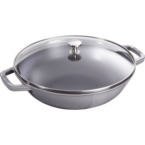 Wok żeliwny z pokrywką Staub - 30 cm, Grafitowy Wok żeliwny z pokrywką Staub - 30 cm, Grafitowy