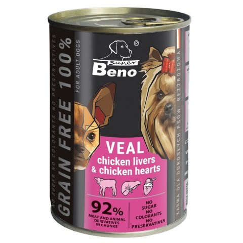 Super Beno bez zbóż kąski cielęcina w sosie 415g Super Beno bez zbóż kąski cielęcina w sosie 415g