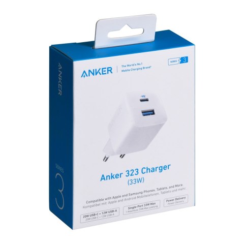 Ładowarka Anker 323 33W 1x USB-A 1x USB-C biały Ładowarka Anker 323 33W 1x USB-A 1x USB-C biały
