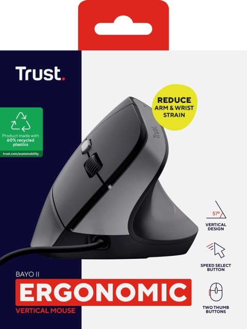 Mysz TRUST BAYO II ERGONOMIC MOUSE BLK (25144) Mysz TRUST BAYO II ERGONOMIC MOUSE BLK (25144)