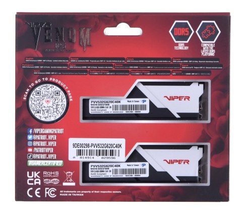 PATRIOT DDR5 2x16GB VENOM 6200MHz CL40 PATRIOT DDR5 2x16GB VENOM 6200MHz CL40