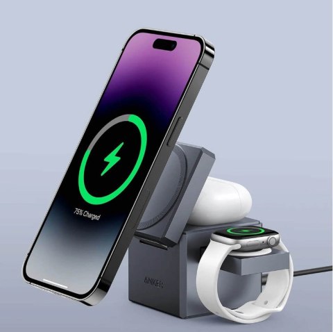 Ładowarka magnetyczna Anker MagSafe Cube 15W 3w 1 szary Ładowarka magnetyczna Anker MagSafe Cube 15W 3w 1 szary