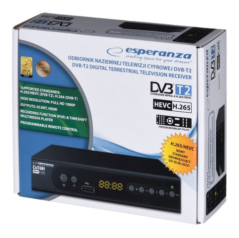 ESPERANZA TUNER DVB-T2 H.265/HEVC EV106P ESPERANZA TUNER DVB-T2 H.265/HEVC EV106P