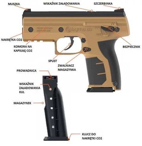 Pistolet na kule gumowe i pieprzowe BYRNA HD TAN kal.68 CO2 8g zestaw (WYPRZEDAŻ) Pistolet na kule gumowe i pieprzowe BYRNA HD TAN kal.68 CO2 8g zestaw (WYPRZEDAŻ)