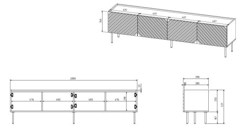 Szafka RTV 4D ONDA 200x40xH54,35 zieleń (stojąca lub wisząca) Szafka RTV 4D ONDA 200x40xH54,35 zieleń (stojąca lub wisząca)