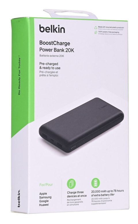 BELKIN POWERBANK 20000 MAH, USB-A & C, 15W, CZARNY BELKIN POWERBANK 20000 MAH, USB-A & C, 15W, CZARNY