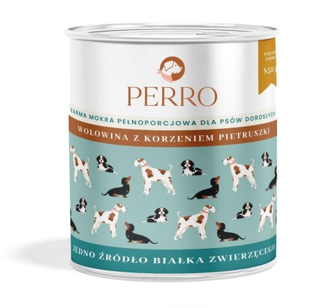 PERRO Wołowina z korzeniem pietruszki dla psów dorosłych 850 g PERRO Wołowina z korzeniem pietruszki dla psów dorosłych 850 g