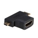 Adapter Akyga AK-AD-23 (HDMI F - Micro HDMI, Mini HDMI M; kolor czarny)