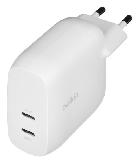 BELKIN ŁADOWARKA 30W 2X USB-C, PD 60W, BIAŁA BELKIN ŁADOWARKA 30W 2X USB-C, PD 60W, BIAŁA