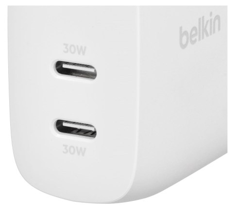 BELKIN ŁADOWARKA 30W 2X USB-C, PD 60W, BIAŁA BELKIN ŁADOWARKA 30W 2X USB-C, PD 60W, BIAŁA