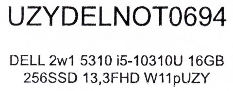 DELL LATITUDE 2w1 5310 i5-10310U 16GB 256GB SSD 14" FHD(dotyk) Win11pro + zasilacz UŻYWANY DELL LATITUDE 2w1 5310 i5-10310U 16GB 256GB SSD 14" FHD(dotyk) Win11pro + zasilacz UŻYWANY