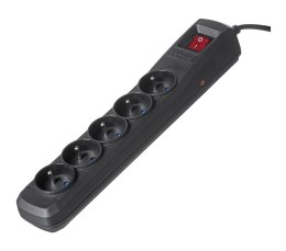 Listwa przeciwprzepięciowa Activejet 5gn/5m/cz (10A; 2300W) 5m; kolor czarny (WYPRZEDAŻ)