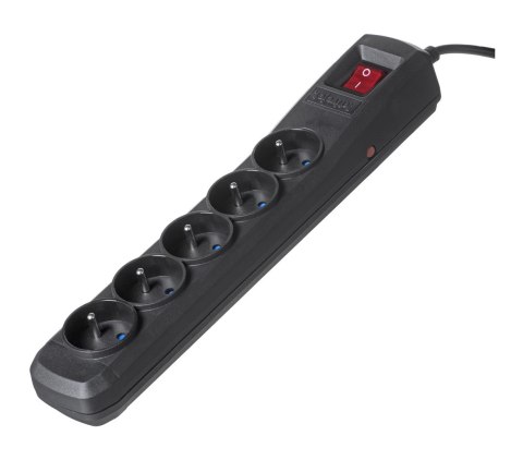 Listwa przeciwprzepięciowa Activejet 5gn/5m/cz (10A; 2300W) 5m; kolor czarny (WYPRZEDAŻ)