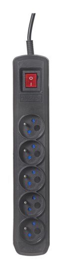 Listwa przeciwprzepięciowa Activejet 5gn/5m/cz (10A; 2300W) 5m; kolor czarny (WYPRZEDAŻ)