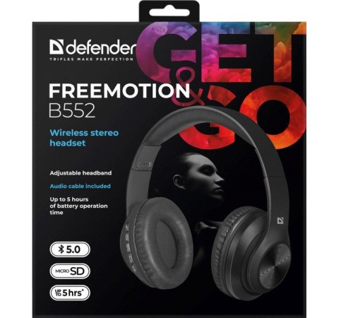 DEFENDER SŁUCHAWKI BEZPRZEWODOWE NAUSZNE FREEMOTION B552 CZARNE 63552 DEFENDER SŁUCHAWKI BEZPRZEWODOWE NAUSZNE FREEMOTION B552 CZARNE 63552