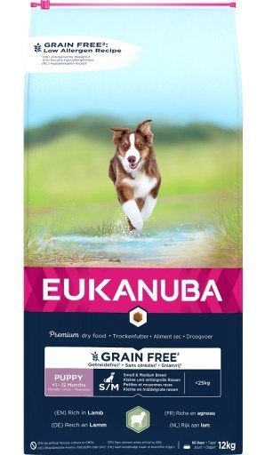 EUKANUBA Szczenie mała i średnia rasa bez zbóż jagnięcina - sucha karma dla psa - 12 kg EUKANUBA Szczenie mała i średnia rasa bez zbóż jagnięcina - sucha karma dla psa - 12 kg