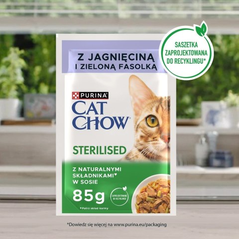 PURINA Cat Chow Sterilised jagnięcina i fasola - mokra karma dla kota - 4x85g PURINA Cat Chow Sterilised jagnięcina i fasola - mokra karma dla kota - 4x85g