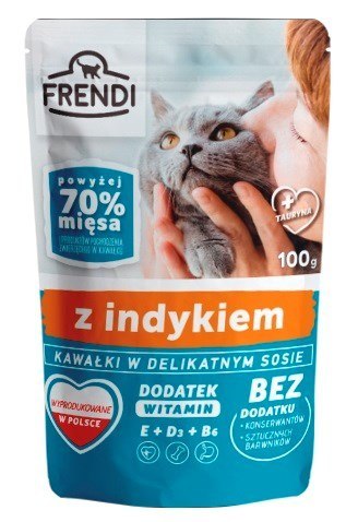 FRENDI Kawałki w sosie z indykiem - mokra karma dla kota - 100 g FRENDI Kawałki w sosie z indykiem - mokra karma dla kota - 100 g