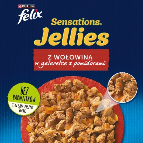 Purina Felix Sensations Jellies z wołowiną w galaretce z pomidorami - mokra karma dla kota - 85 g Purina Felix Sensations Jellies z wołowiną w galaretce z pomidorami - mokra karma dla kota - 85 g