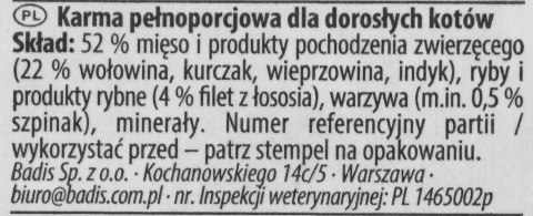 ANIMONDA Vom Feinsten Classic Cat wołowina, łosoś szpinak - mokra karma dla kota - 100g ANIMONDA Vom Feinsten Classic Cat wołowina, łosoś szpinak - mokra karma dla kota - 100g