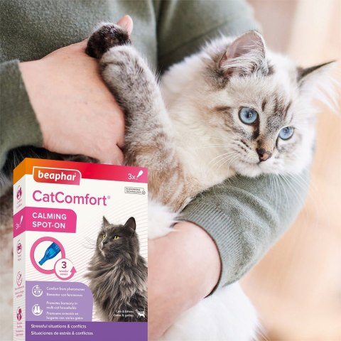 BEAPHAR CatComfort Calming Spot on - z zawartością feromonów dla kotów - 3x0,55ml BEAPHAR CatComfort Calming Spot on - z zawartością feromonów dla kotów - 3x0,55ml