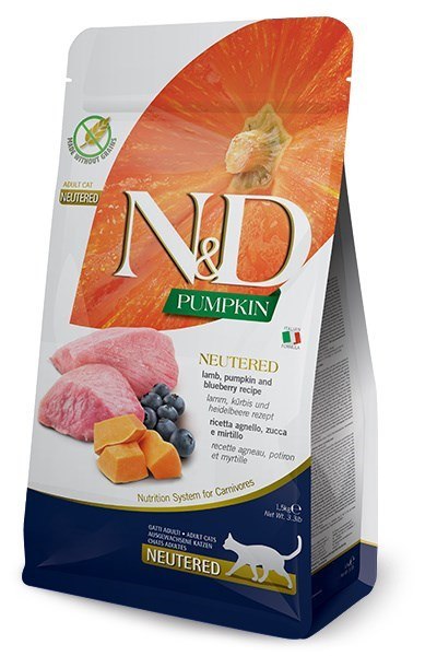 FARMINA N&D Pumpkin Cat Lamb&Blueberry Neutered - sucha karma dla kota - 300 g FARMINA N&D Pumpkin Cat Lamb&Blueberry Neutered - sucha karma dla kota - 300 g