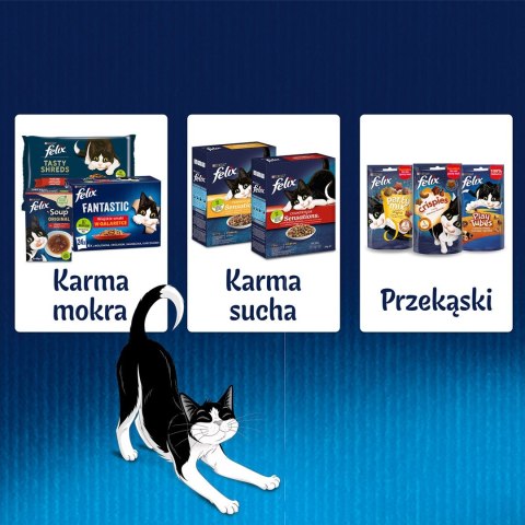 FELIX Fantastic Łosoś w galaretce + Gładzica w galaretce - saszetki dla kota - 4x85g FELIX Fantastic Łosoś w galaretce + Gładzica w galaretce - saszetki dla kota - 4x85g