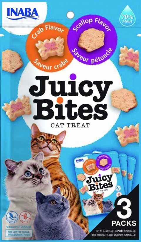 INABA Juicy Bites O smaku przegrzebków i kraba - przysmak dla kota - 3x11,3 g INABA Juicy Bites O smaku przegrzebków i kraba - przysmak dla kota - 3x11,3 g