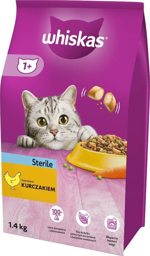 WHISKAS Sterile z kurczakiem - sucha karma dla kotów - 1,4 kg WHISKAS Sterile z kurczakiem - sucha karma dla kotów - 1,4 kg
