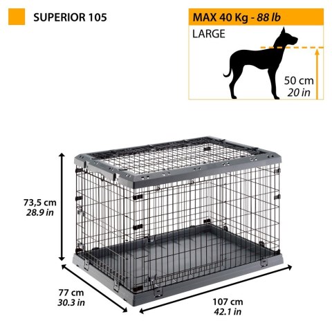 FERPLAST Superior 105 - klatka dla psów - 107 x 77 x 73,5 cm FERPLAST Superior 105 - klatka dla psów - 107 x 77 x 73,5 cm