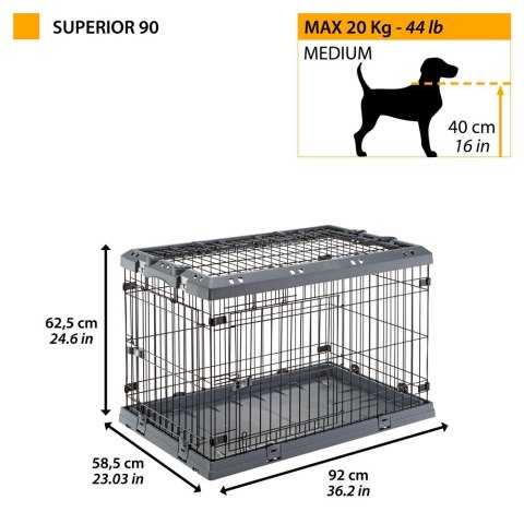 FERPLAST Superior 90 - klatka dla psów - 92 x 58,5 x 62,5 cm FERPLAST Superior 90 - klatka dla psów - 92 x 58,5 x 62,5 cm