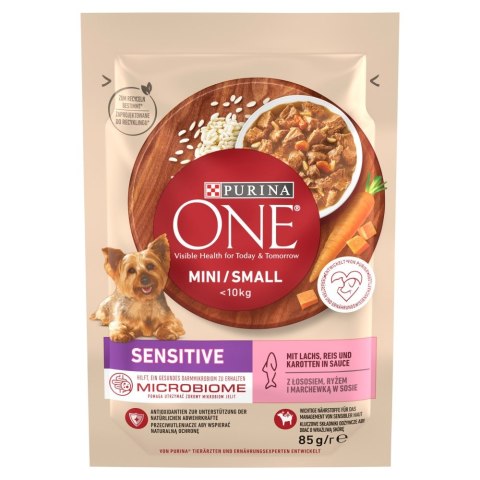 PURINA One Mini/Small Sensitive Łosoś z ryżem - mokra karma dla psa - 85 g PURINA One Mini/Small Sensitive Łosoś z ryżem - mokra karma dla psa - 85 g