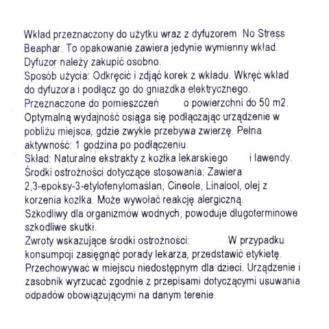 Beaphar wkład do aromatyzera behawioralnego dla psów 30ml Beaphar wkład do aromatyzera behawioralnego dla psów 30ml