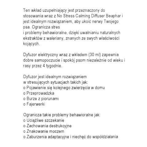 Beaphar wkład do aromatyzera behawioralnego dla psów 30ml Beaphar wkład do aromatyzera behawioralnego dla psów 30ml