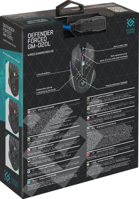 DEFENDER MYSZ PRZEWODOWA FORCED GM-020L 800/1800/2400/3200 DPI 6P + PODKŁADKA + GRA 52020 DEFENDER MYSZ PRZEWODOWA FORCED GM-020L 800/1800/2400/3200 DPI 6P + PODKŁADKA + GRA 52020