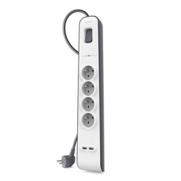 Listwa zasilająca Belkin Power Surge 4-PORT + 2xUSB-A 2.4A 525J Grey/White