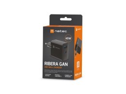 NATEC ŁADOWARKA RIBERA GAN 1X USB-A + 1X USB-C 45W CZARNA NUC-2143