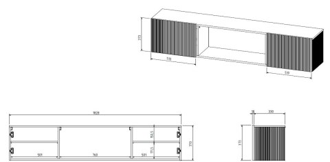 Szafka RTV ROTA 183x35x37 czarny mat + czarny kominek Szafka RTV ROTA 183x35x37 czarny mat + czarny kominek