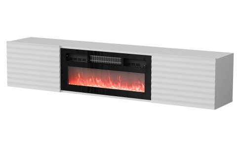 Szafka RTV TULA 183x35x37 biały mat + czarny kominek Szafka RTV TULA 183x35x37 biały mat + czarny kominek