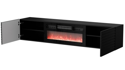 Szafka RTV TULA 183x35x37 czarny mat + czarny kominek Szafka RTV TULA 183x35x37 czarny mat + czarny kominek