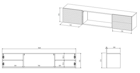 Szafka RTV TULA 183x35x37 czarny mat + czarny kominek Szafka RTV TULA 183x35x37 czarny mat + czarny kominek