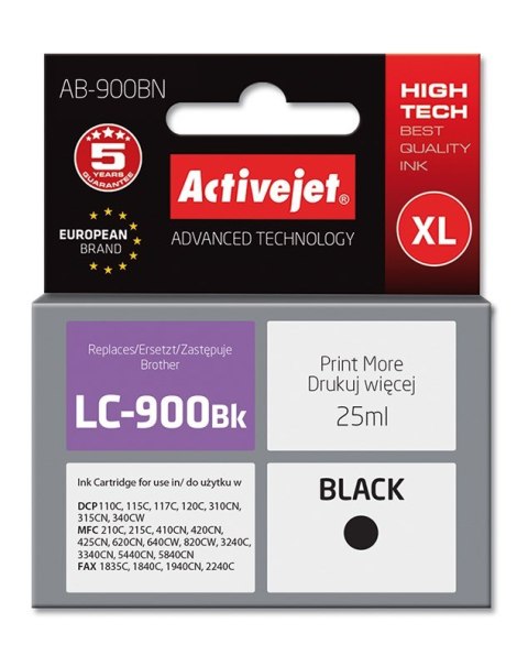 Activejet AB-900BN Tusz (zamiennik Brother LC900BK; Supreme; 25 ml; czarny) Activejet AB-900BN Tusz (zamiennik Brother LC900BK; Supreme; 25 ml; czarny)