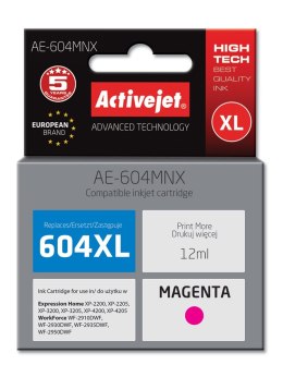 Activejet AE-604MNX Tusz (zamiennik Epson 604XL C13T10H34010; Supreme; wydajność 350 stron; 12 ml; magenta)