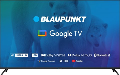 TV 65" Blaupunkt 65UBG6000S 4K Ultra HD LED, GoogleTV, Dolby Atmos, WiFi 2,4-5GHz, BT, czarny