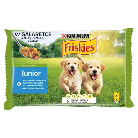 FRISKIES JUNIOR Galaretka Kurczak Groszek - mokra karma dla szczeniaka - 4x100 g FRISKIES JUNIOR Galaretka Kurczak Groszek - mokra karma dla szczeniaka - 4x100 g