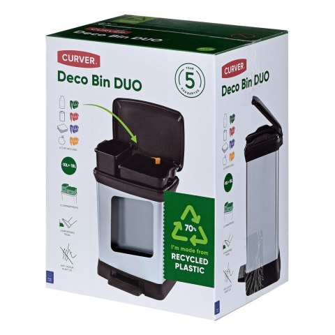 CURVER KOSZ NA ŚMIECI Z PEDAŁEM DECO BIN 10+18L /IML METALIZOWANY CURVER KOSZ NA ŚMIECI Z PEDAŁEM DECO BIN 10+18L /IML METALIZOWANY