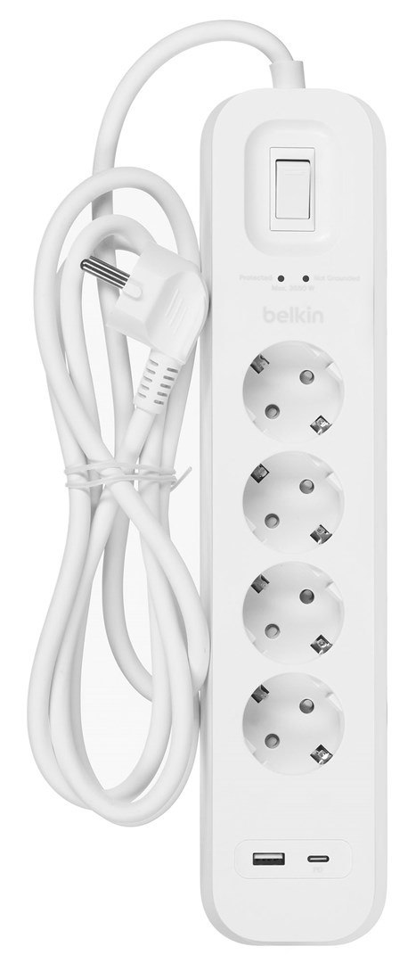 BELKIN LISTWA ZASILAJĄCA 4-PORT + 1XUSB-A, 1XUSB-C 525J BELKIN LISTWA ZASILAJĄCA 4-PORT + 1XUSB-A, 1XUSB-C 525J