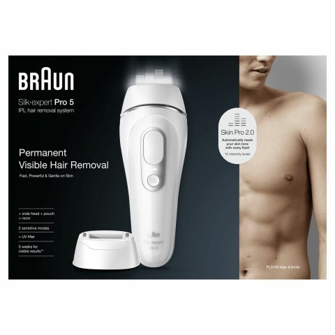 Depilator Braun Silk-expert Pro 5 PL5145 IPL biało-srebrny Depilator Braun Silk-expert Pro 5 PL5145 IPL biało-srebrny