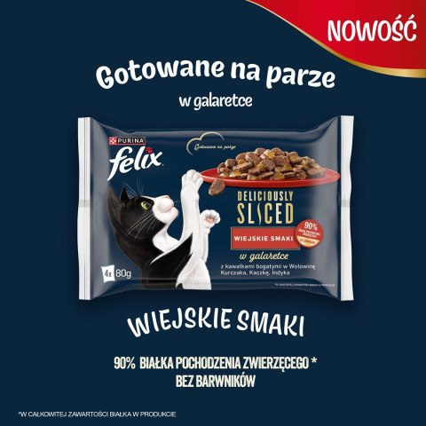 FELIX Deliciously Sliced Wiejskie Smaki - mokra karma dla kota - 4x 80 g FELIX Deliciously Sliced Wiejskie Smaki - mokra karma dla kota - 4x 80 g